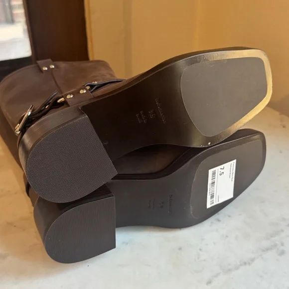 Reformation Francesca Moto Boots in Distressed Brown - Picture 5 of 7